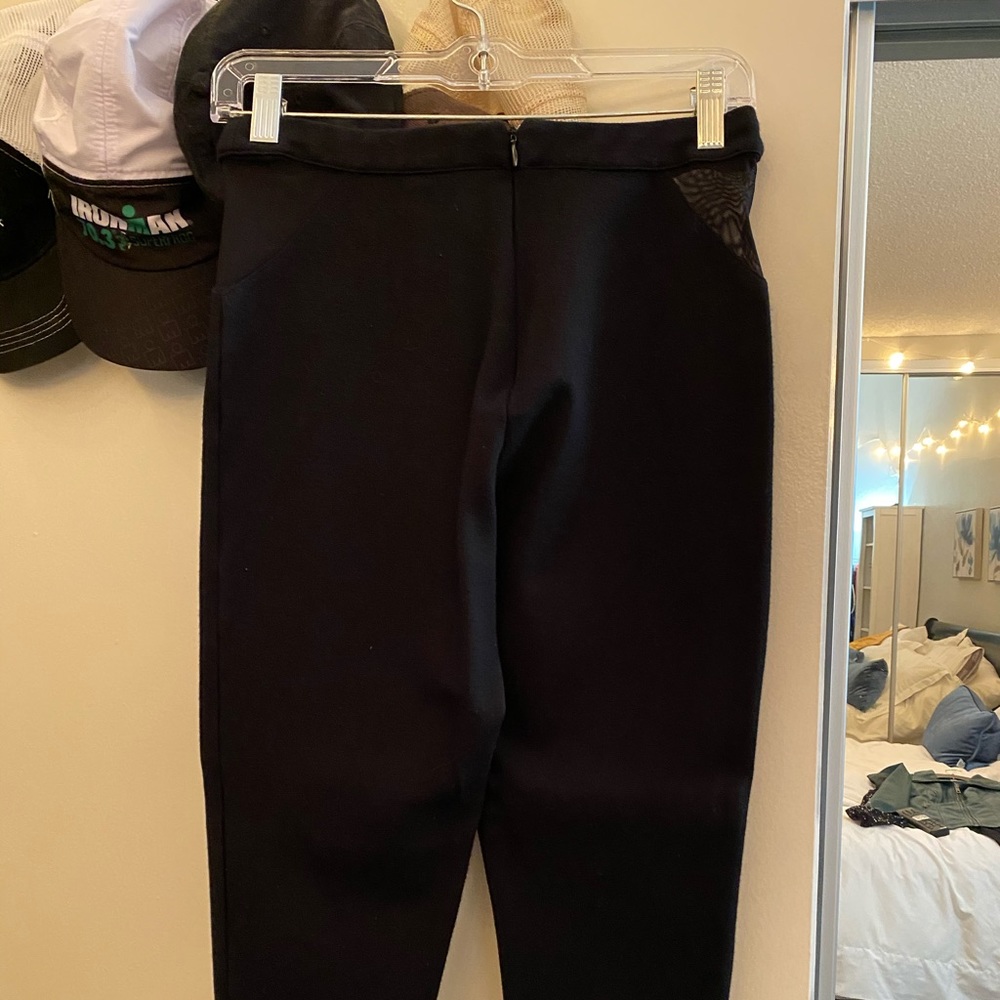 Black cigarette pants with sheer sides